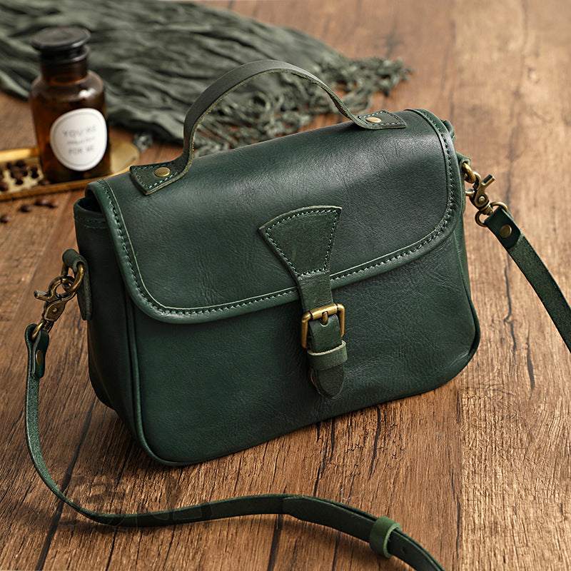 Women's Vegetable Tanning Leather Vintage Genuine Artistic Korean Shoulder Bags