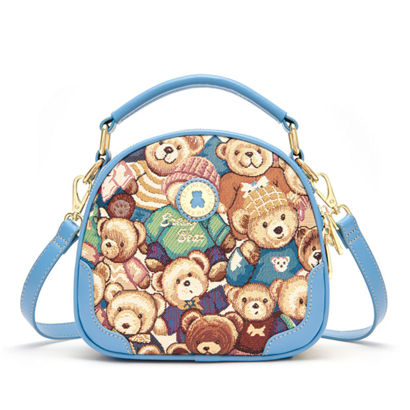 Bear Attachment Female Cute Fashion Round Handbags