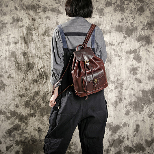 Cowhide Oil Wax First Layer Vintage Vegetable Backpacks