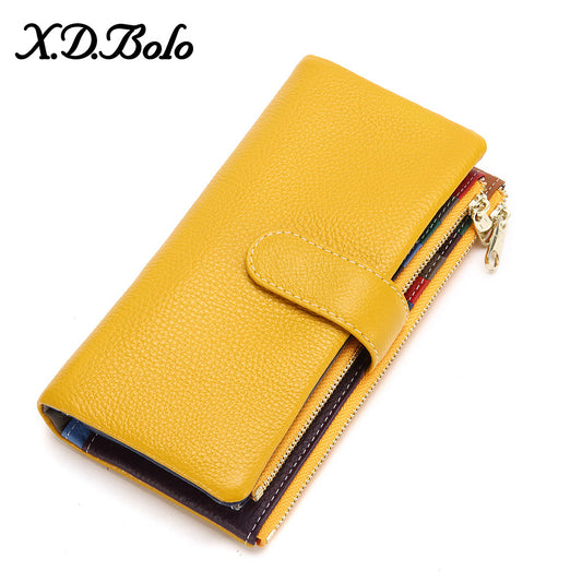 Women's Long Zipper Multiple Slots Soft Leather Ladies Wallets