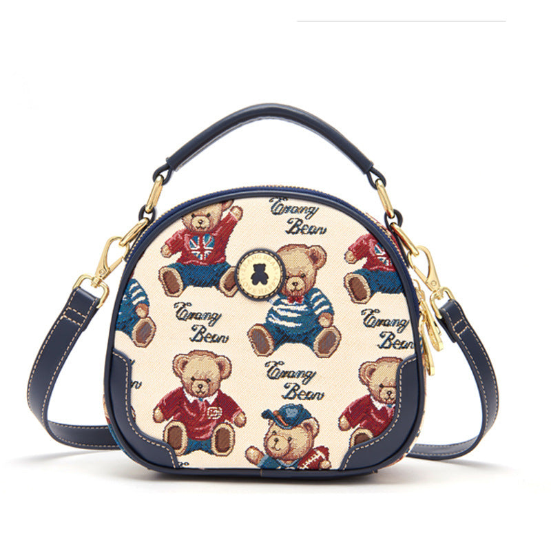 Bear Attachment Female Cute Fashion Round Handbags