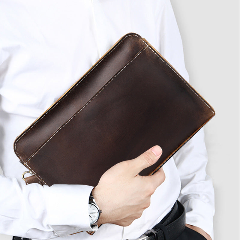 Men's Vintage Crazy Horse Leather Top Layer Men's Handbags