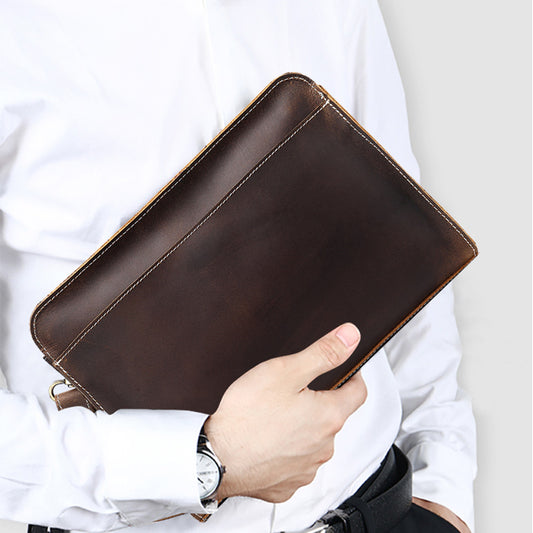 Men's Vintage Crazy Horse Leather Top Layer Men's Handbags