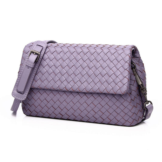 Women's Trendy Fashionable Leather Sheepskin Handmade Woven Crossbody Bags