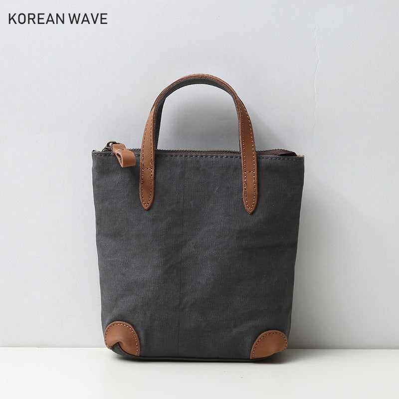 Women's Leisure Mini Canvas Mobile With Leather Crossbody Bags