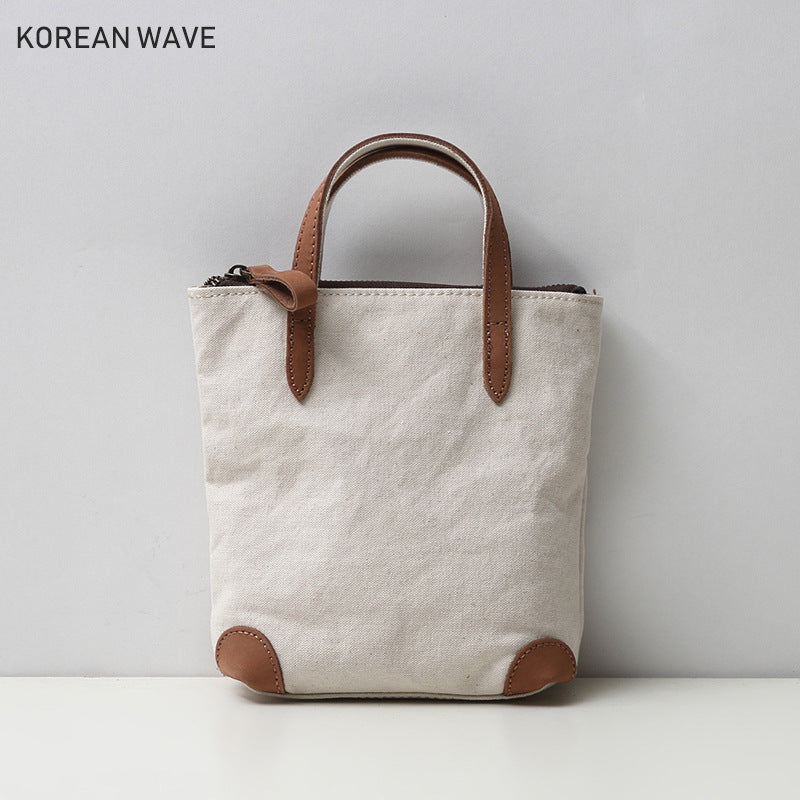 Women's Leisure Mini Canvas Mobile With Leather Crossbody Bags