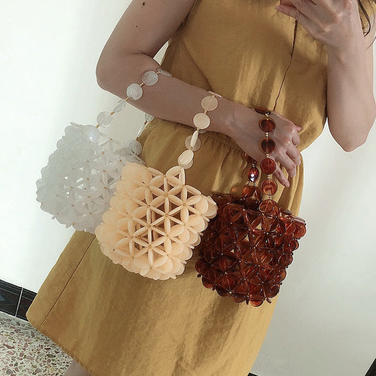 Women's Hand-woven Fashion Hollow Beaded Portable Handbags