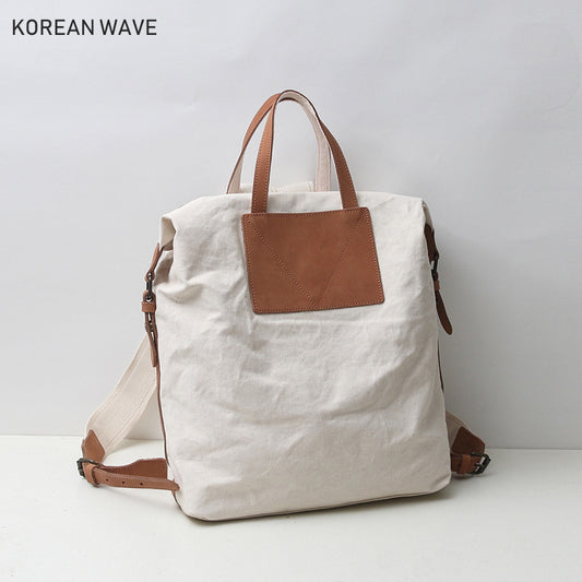 Women's & Men's & Canvas With Cowhide Korean Style Backpacks