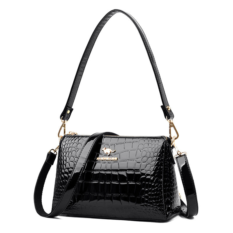 Women's Korean Crocodile Pattern Mother Simple Elegant Crossbody Bags