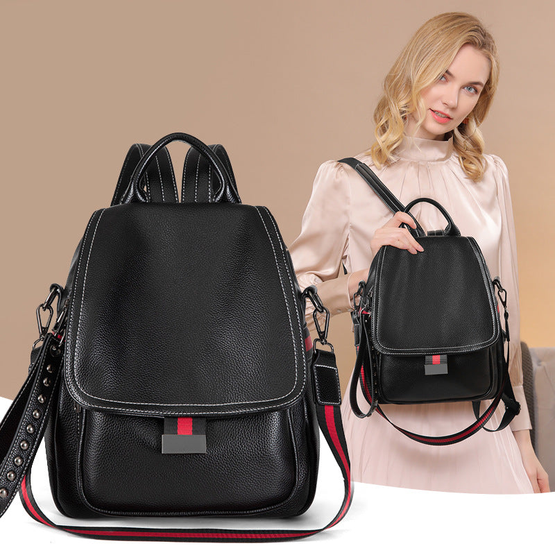 Women's Korean Fashionable Soft Leather Trends Fashion Backpacks