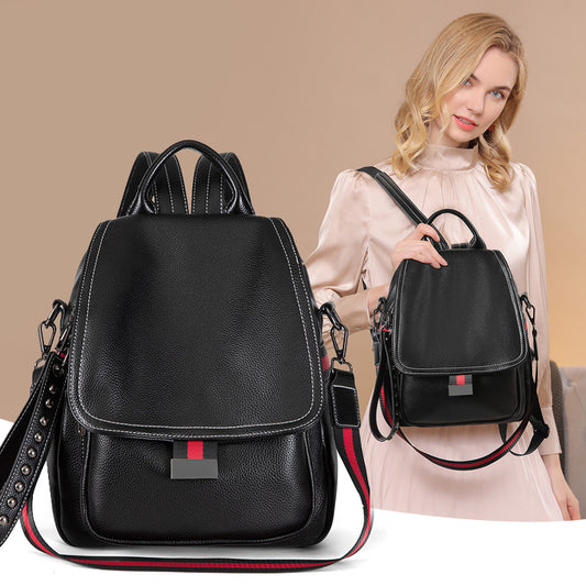 Women's Korean Fashionable Soft Leather Trends Fashion Backpacks