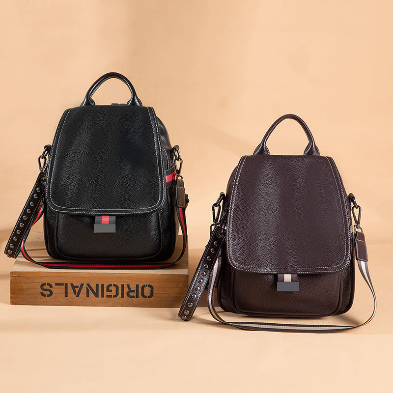 Women's Korean Fashionable Soft Leather Trends Fashion Backpacks