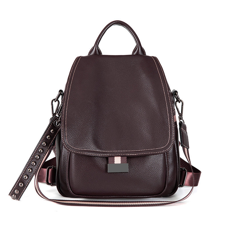 Women's Korean Fashionable Soft Leather Trends Fashion Backpacks