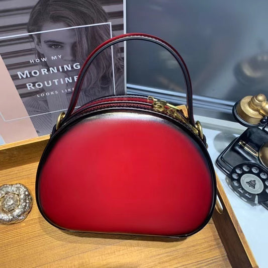 Women's Genuine Leather Round Korean Style Fashion Shoulder Bags