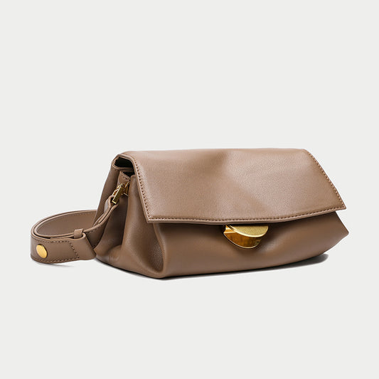 Women's Leather Simple Trendy Wide Strap Soft Shoulder Bags
