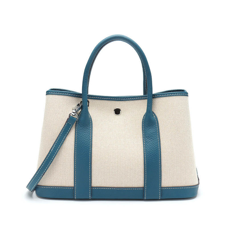 Women's First Layer Cowhide Real Leather Canvas Handbags