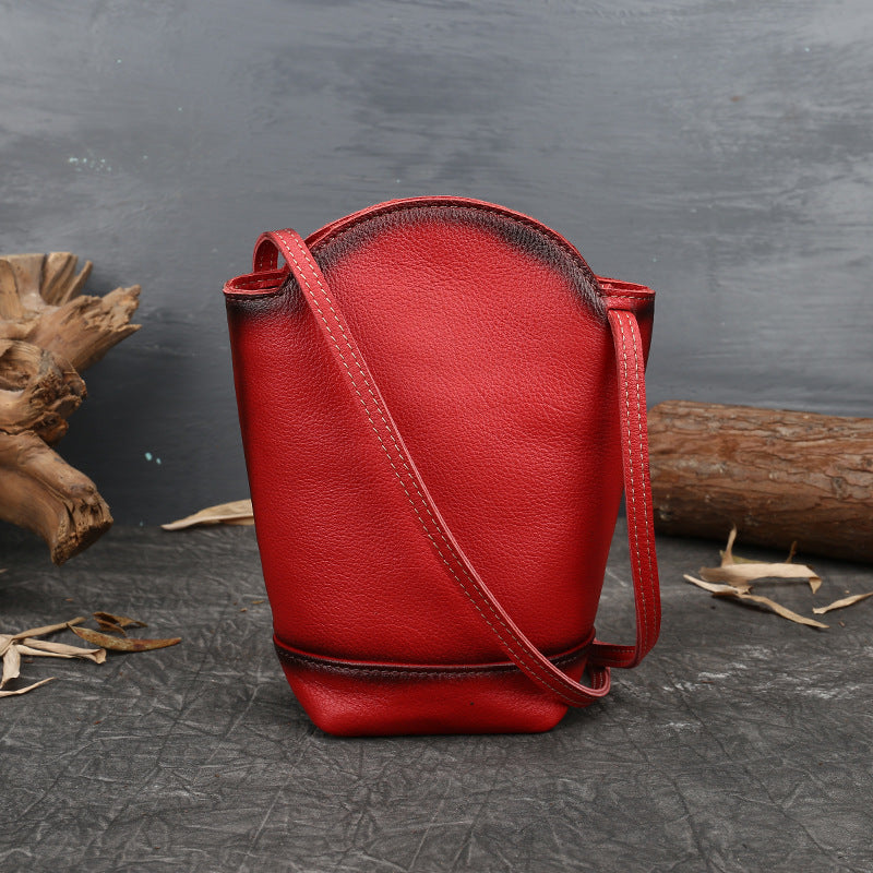 Women's Leather Handmade Mobile First Layer Cowhide Crossbody Bags