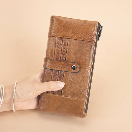 Women's & Men's & Long Type Genuine Leather Retro Men's Wallets