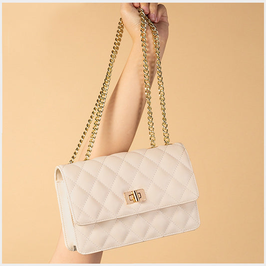 Women's Fashion Chain Style Diamond Red Genuine Crossbody Bags