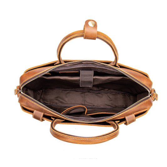 Men's Crazy Horse Leather Vintage Business Commuter Bags