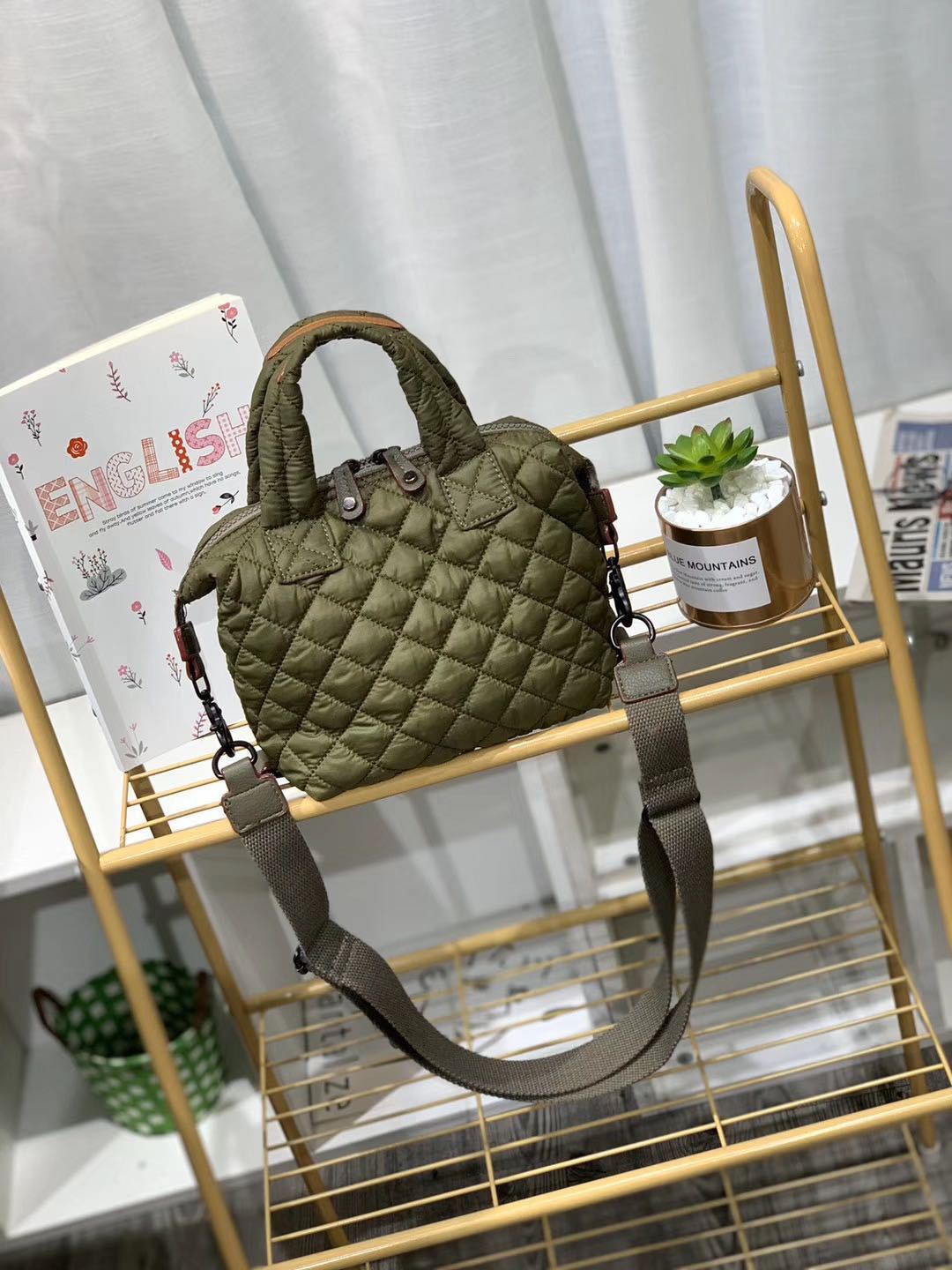 Diamond Korean Style Space Cotton Textured Nylon Cloth Fashion Crossbody Bags