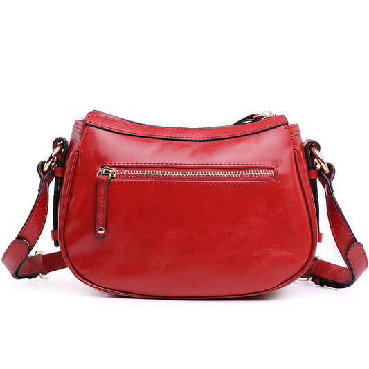 Women's Fashion Retro Oil Wax Skin Dumpling Genuine Leather Crossbody Bags