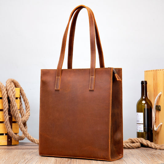 Women's Horse Leather Retro Cowhide Vertical Pc Men's Handbags