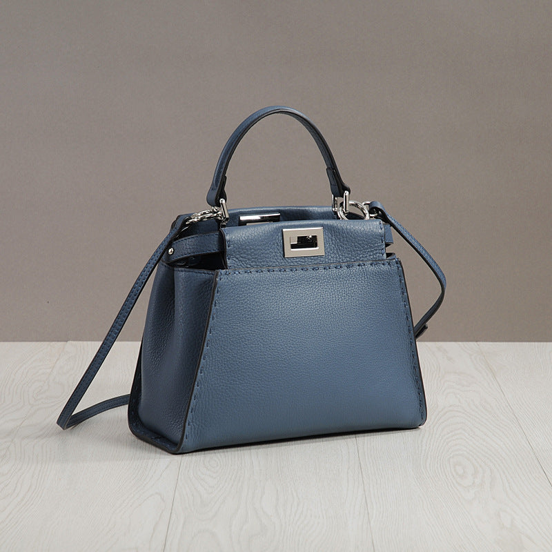 Stitching Wire With Cat Design Genuine Crossbody Bags