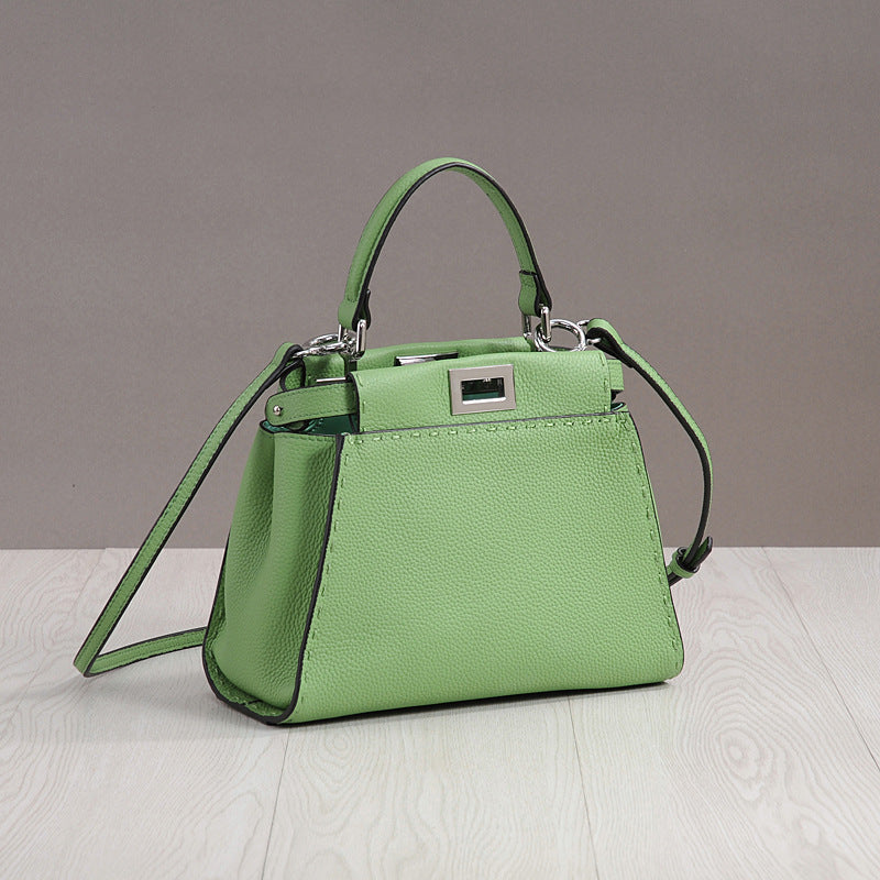 Stitching Wire With Cat Design Genuine Crossbody Bags