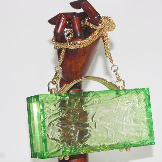 Women's Fluorescent Green Fashion Hand Grip Acrylic Simple Evening Bags