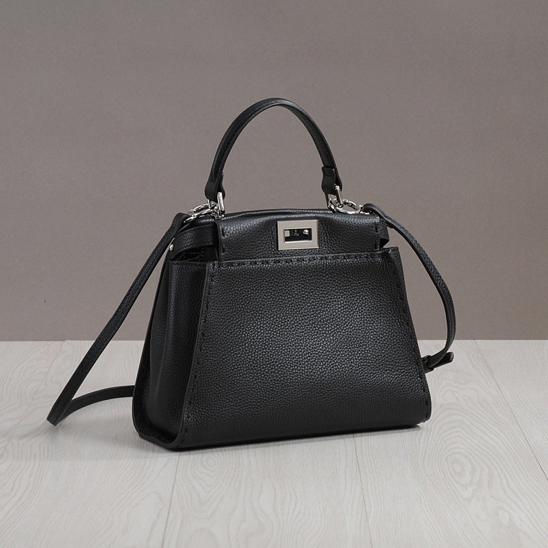 Stitching Wire With Cat Design Genuine Crossbody Bags