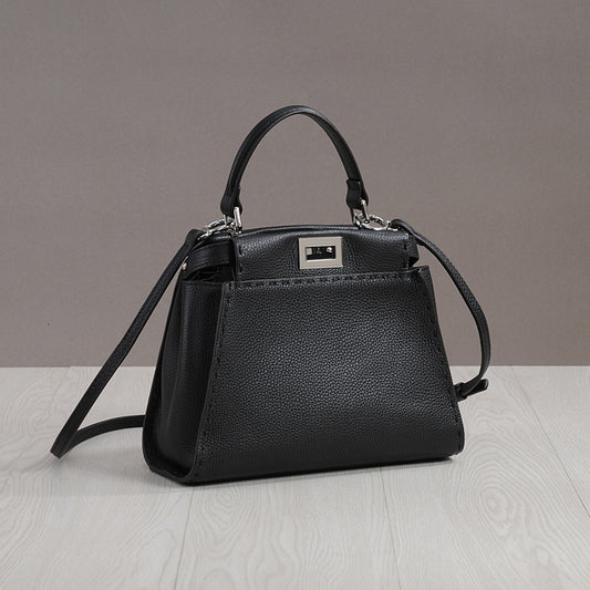 Stitching Wire With Cat Design Genuine Crossbody Bags