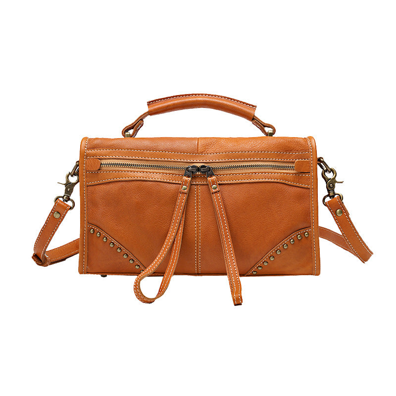 Women's Cow Leather Vintage Distressed Vegetable Tanned Crossbody Bags