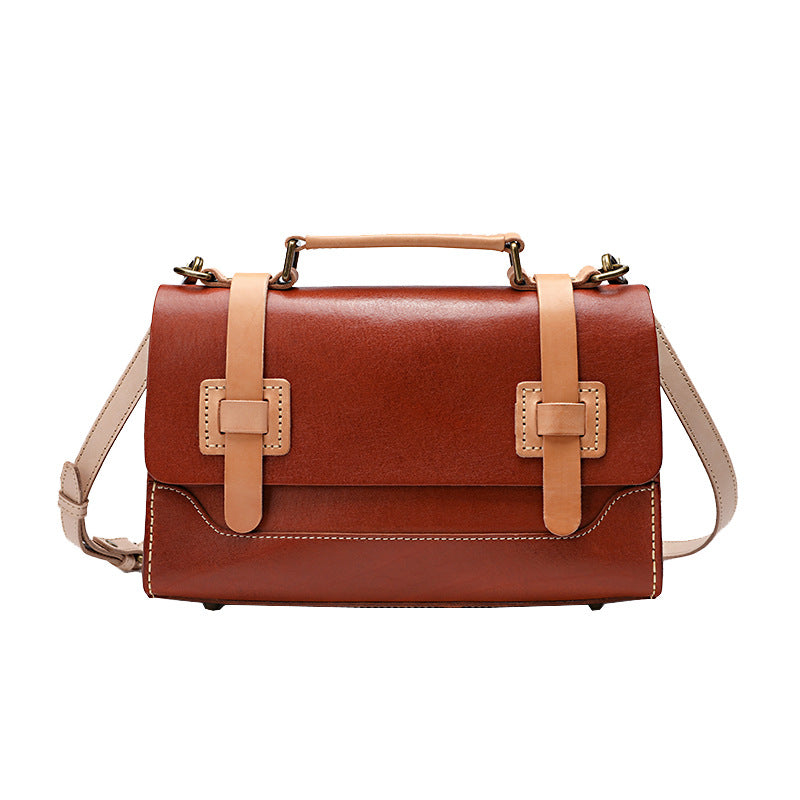 Women's Retro Handmade Leather Vegetable Tanned Portable Crossbody Bags