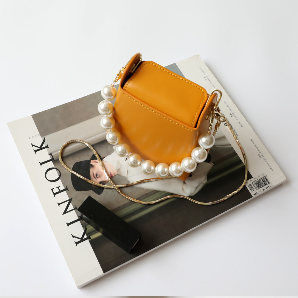 Mini Cigarette Cowhide With Pearl Trendy Shoulder Bags