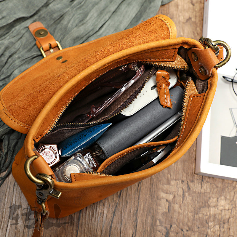Women's Retro Artistic Handmade Vegetable Tanned Leather Crossbody Bags