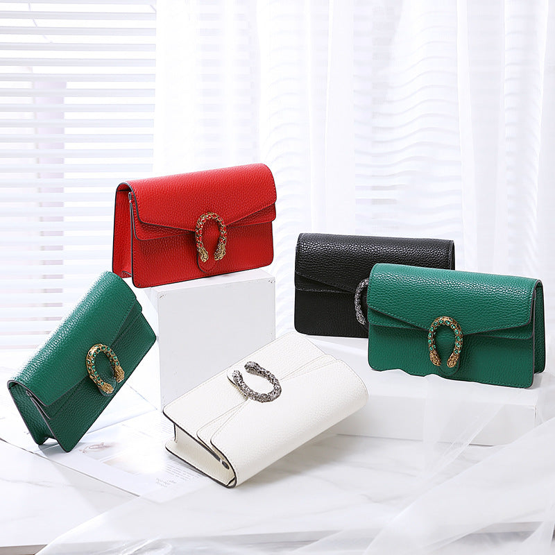 Women's Summer Green Trendy Mini Chain Genuine Bags