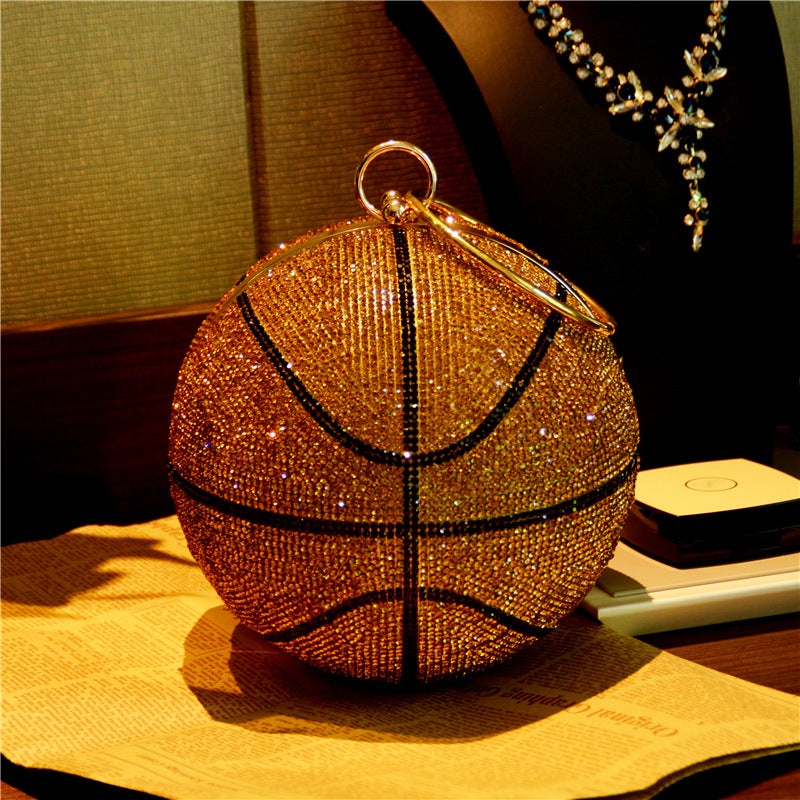 Women's Personalized Plastic Diamond Spherical Rhinestone Basketball Dinner Evening Bags