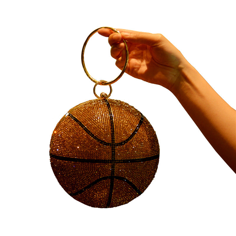 Women's Personalized Plastic Diamond Spherical Rhinestone Basketball Dinner Evening Bags