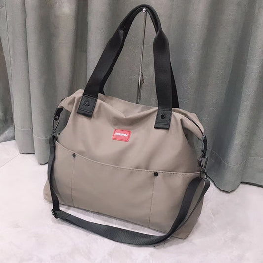 Korean Style Nylon Cloth With Leather Shoulder Bags