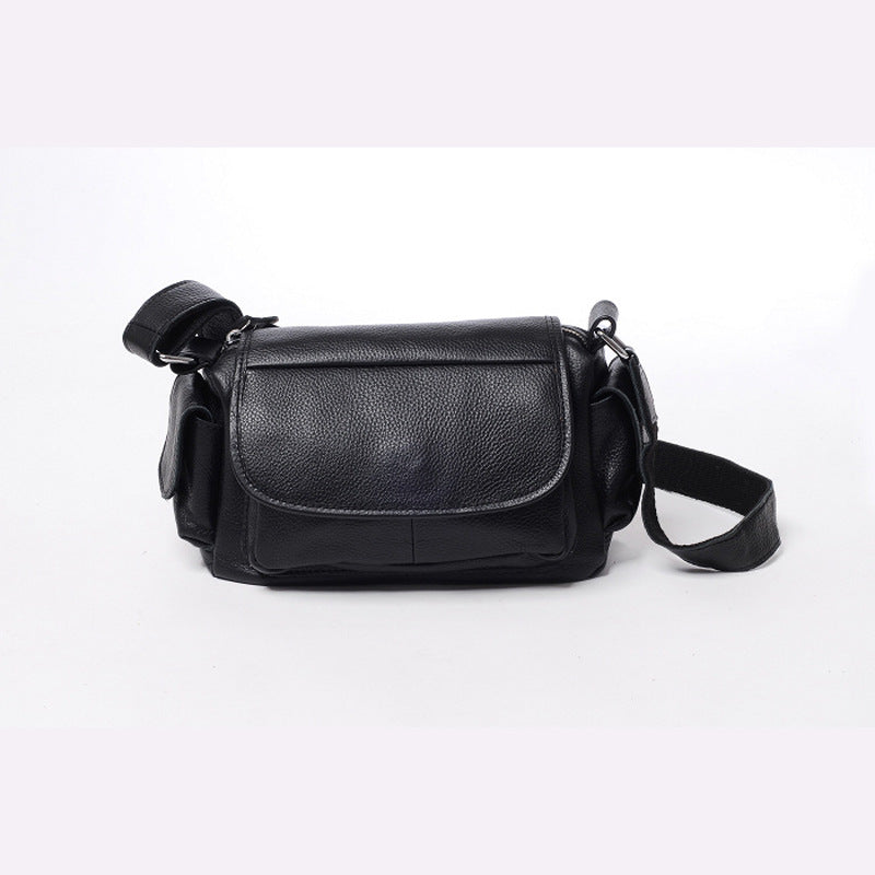 Women's Fashionable Simple Cowhide Motorcycle Top Layer Bags