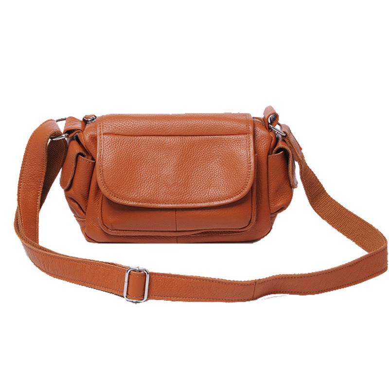 Women's Fashionable Simple Cowhide Motorcycle Top Layer Bags
