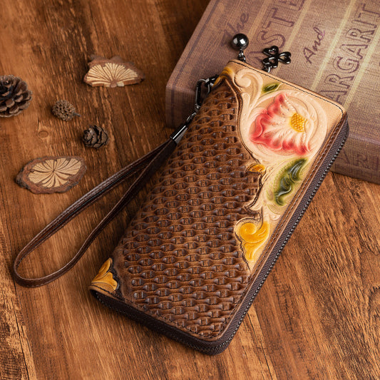 Women's Fashion Vintage Leather Hand-colored Tree High Purses