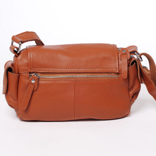 Women's Fashionable Simple Cowhide Motorcycle Top Layer Bags