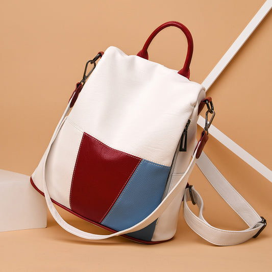 Women's White Western Style Genuine Leather Fashionable Backpacks