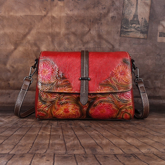 Summer First Layer Cowhide One Embossing Shoulder Bags