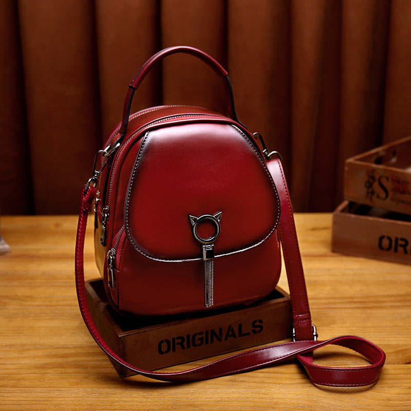 Women's Oil Wax Skin Korean Style Easy Backpacks