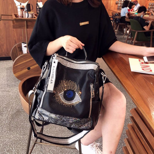 Women's Rhinestone Fashion Personality Western Style Large Backpacks
