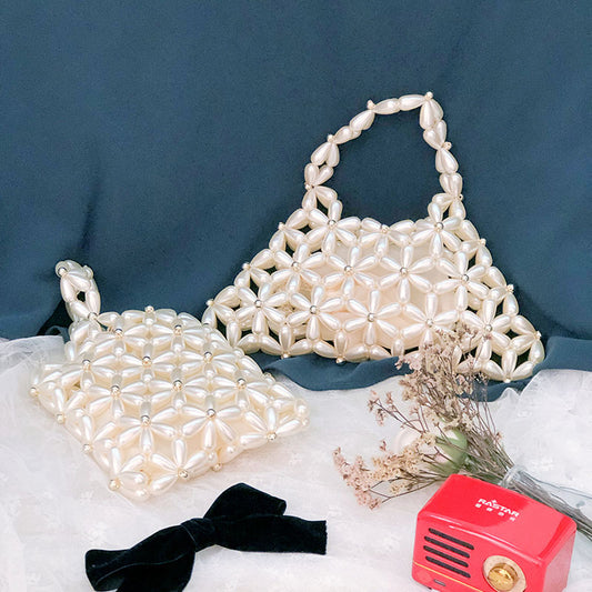 Imitation Pearl Handmade Beaded Portable Banquet Female Handbags