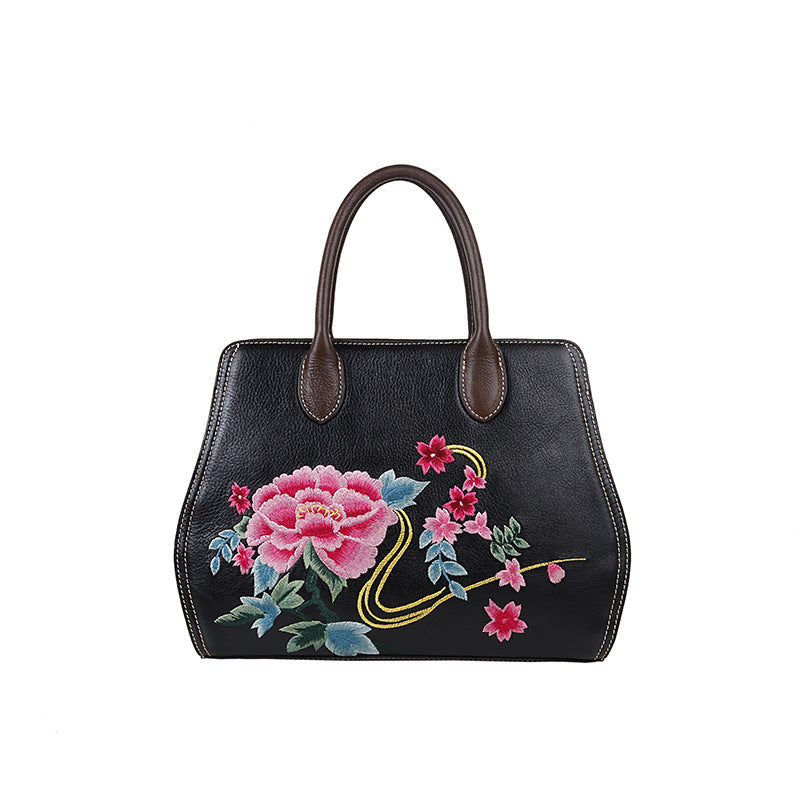 Women's Chinese Style Embroidery Cowhide With Manual Crossbody Bags